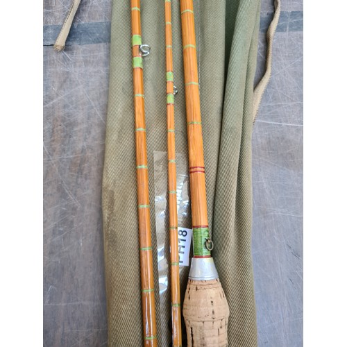 422J - A FOSTER BRO'S OF ASHBOURNE 9' SPLIT CANE FISHING ROD IN ORIGINAL BAG