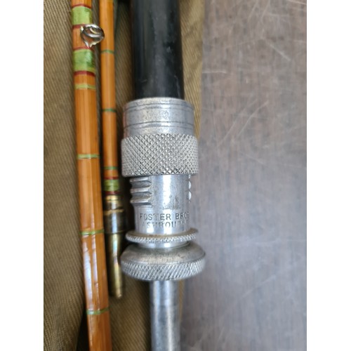 422J - A FOSTER BRO'S OF ASHBOURNE 9' SPLIT CANE FISHING ROD IN ORIGINAL BAG