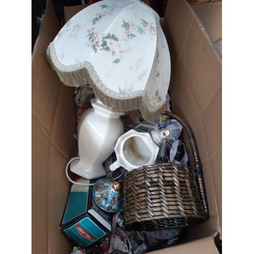 447 - TWELVE BOXES CONTAINING MIXED ITEMS TO INCLUDE MYOTT MEAKIN DINNERWARE, GLASSWARE, VARIOUS CERAMICS,... 