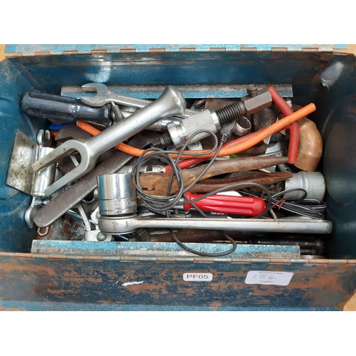 184 - TWO METAL TOOL BOXES CONTAINING BALL JOINT SPLITTER, METABO 1/2