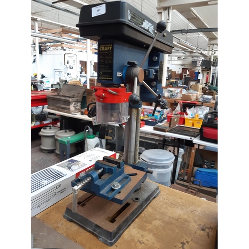 187 - A BLACK AND BLUE POWERCRAFT ZJ4116QA1 BENCH PILLAR DRILL