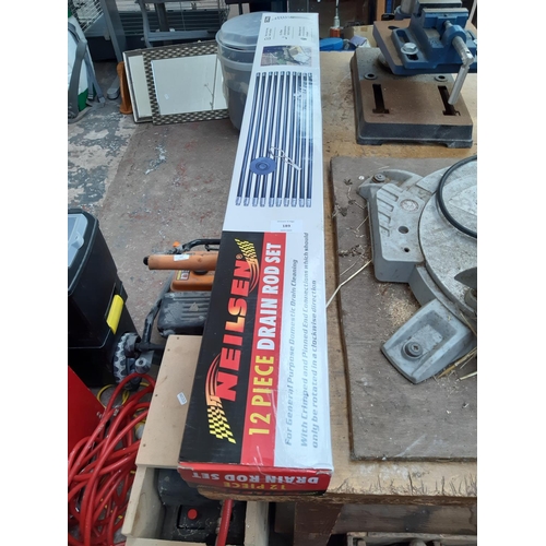 189 - A BOXED NEILSEN 12 PIECE DRAIN ROD SET