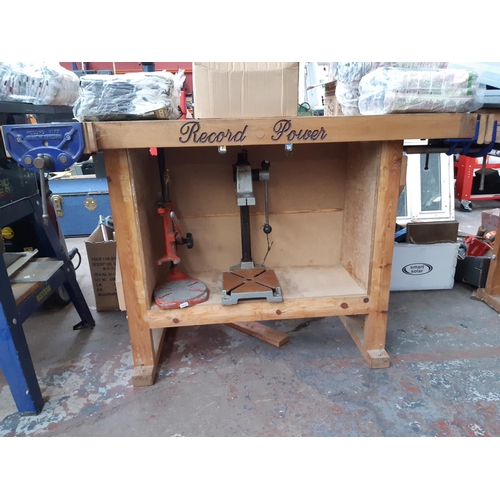 301 - A RECORD POWER WOODEN WORK BENCH WITH 7