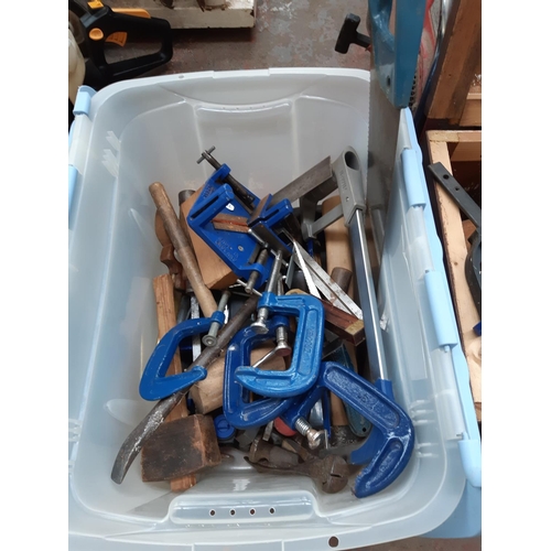 308 - THREE BOXES OF GOOD QUALITY HAND TOOLS TO INCLUDE CLIPPER HAND DRILL, STANLEY RATCHET SCREWDRIVER, H... 
