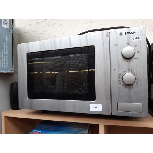342 - A GREY BOSCH MICROWAVE OVEN