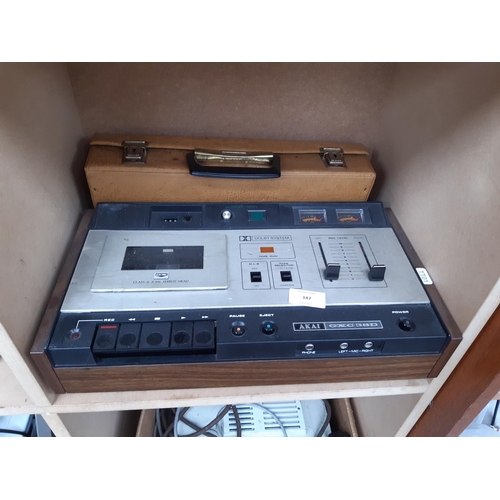 347 - TWO ITEMS TO INCLUDE A VINTAGE AKAI GXC38D CASSETTE RECORDER AND A SELECTION OF CASSETTE TAPES