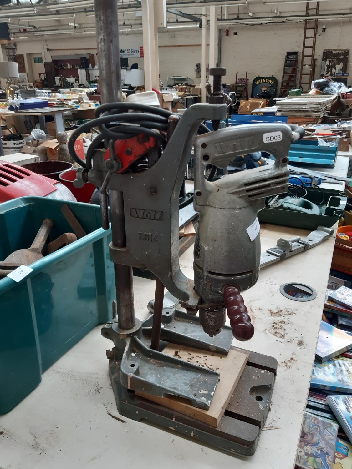A VINTAGE WOLF ES14 DRILL STAND
