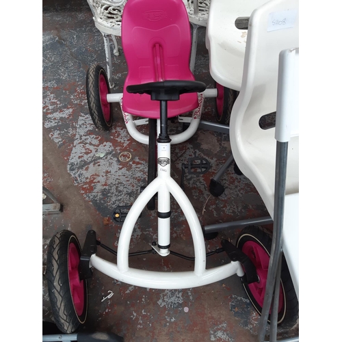 9 - A PINK AND WHITE BUDDY FOUR-WHEELED PEDAL GO-KART