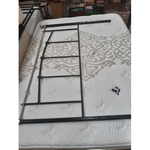 919 - AN IGEL PEGASUS GOLD AND WHITE DOUBLE MATTRESS WITH BLACK PAINTED WROUGHT IRON BED FRAME, FOOTBOARD ... 