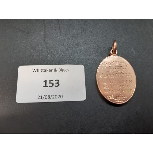 153 - A hallmarked 9ct gold medal awarded to George Wilson for captaining the English Football League XI i... 