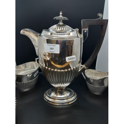 137 - An excellent quality hallmarked Sheffield silver Walker & Hall four piece tea and coffee set compris... 