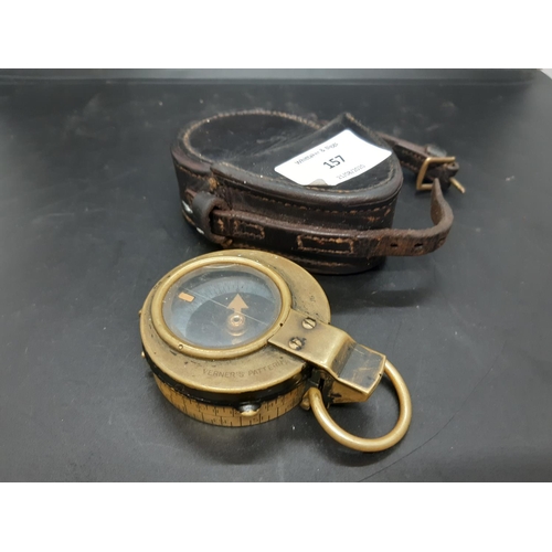 157 - A WWI Anglo-Swiss association brass military marching compass with mother of Pearl face and original... 