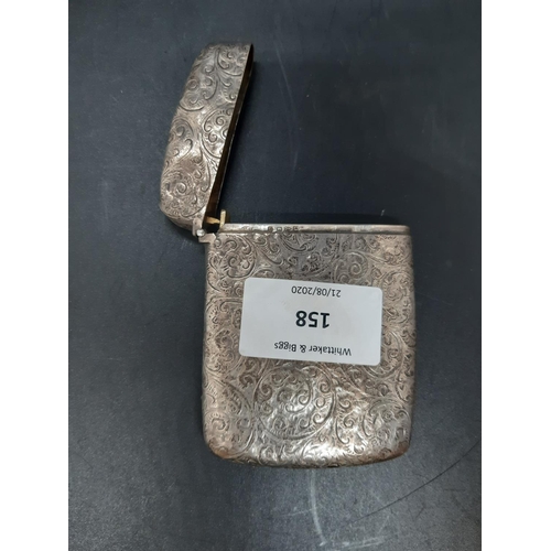 158 - A hallmarked Chester silver card case with elaborate etched design, dated 1886 - total approx. weigh... 