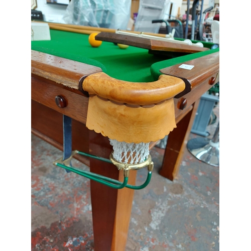 272 - A good quality vintage Raper 6 x 3 ft slate bed snooker table with heavy wooden base complete with b... 