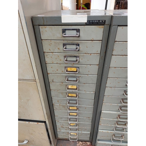 281 - A two tone grey Bisley 15 drawer metal office filing cabinet