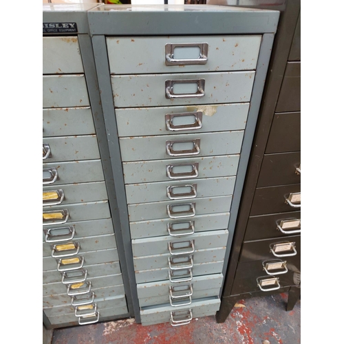 282 - A two tone grey Bisley 15 drawer metal office filing cabinet