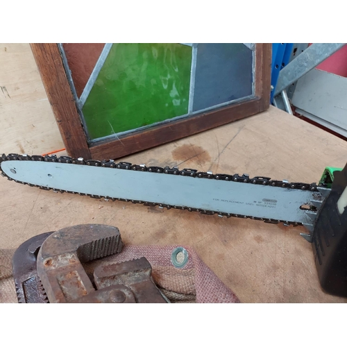 305 - A black and green Florabest FKS 220009 electric chainsaw with 15