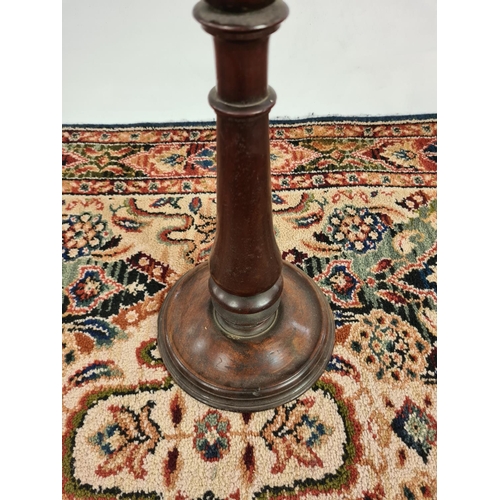 236 - A Victorian mahogany adjustable fire screen with circular guard with scrap book collage scenes and t... 