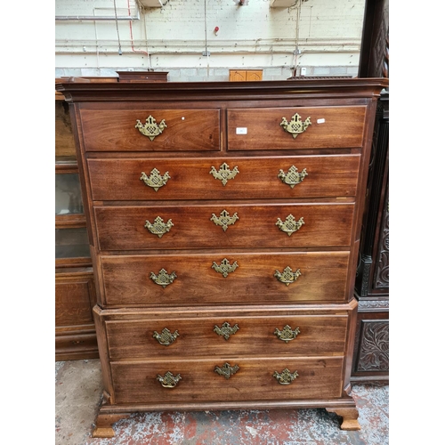 241 - An impressive George III mahogany chest on chest with two short over five long drawers, original bra... 