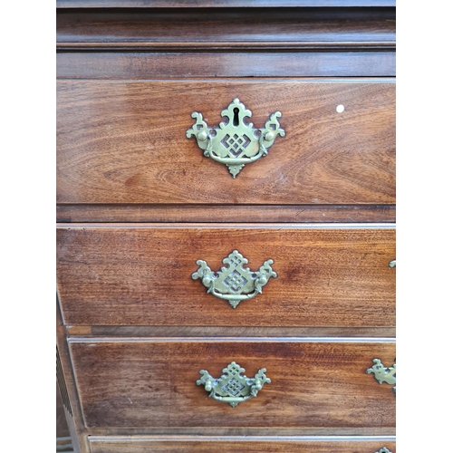 241 - An impressive George III mahogany chest on chest with two short over five long drawers, original bra... 