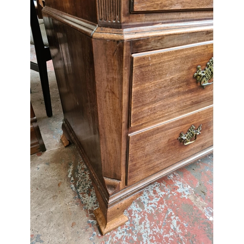 241 - An impressive George III mahogany chest on chest with two short over five long drawers, original bra... 
