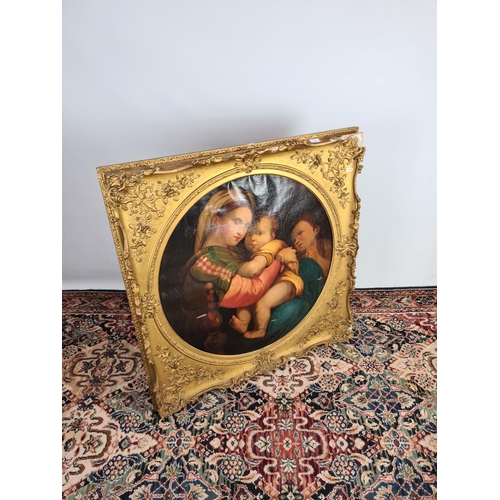 243 - An excellent quality gilt framed oil on canvas after the famous Raphael 16th century painting (origi... 
