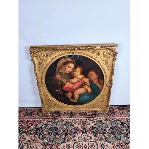 243 - An excellent quality gilt framed oil on canvas after the famous Raphael 16th century painting (origi... 