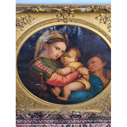 243 - An excellent quality gilt framed oil on canvas after the famous Raphael 16th century painting (origi... 