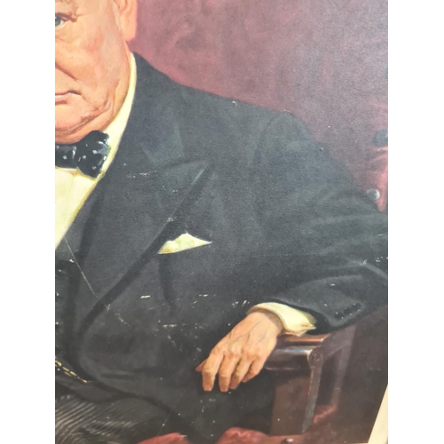 248 - A gilt framed print of Winston Churchill with signature lower left dated 1943 with a Valkenburg hot ... 