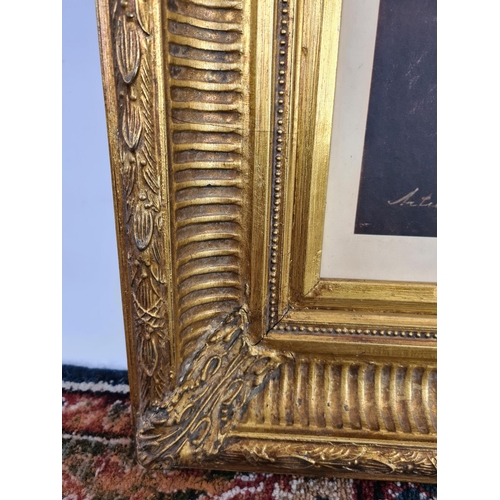 248 - A gilt framed print of Winston Churchill with signature lower left dated 1943 with a Valkenburg hot ... 