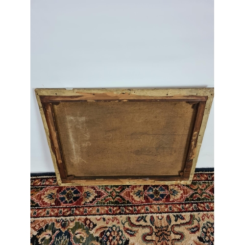 251 - A 19th century unsigned and frameless oil on canvas of horses at stable scene - measuring approx. 61... 