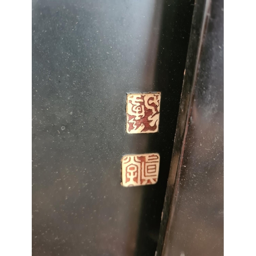 252 - Three 19th century Japan lacquered panels with mother of pearl and ivory artwork depicting birds and... 