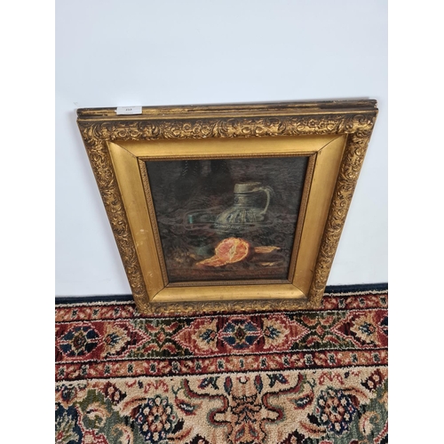 253 - A mid 19th century gilt framed oil painting of still life by E.M Bancroft dated 1869