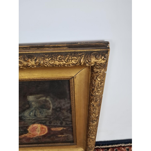 253 - A mid 19th century gilt framed oil painting of still life by E.M Bancroft dated 1869