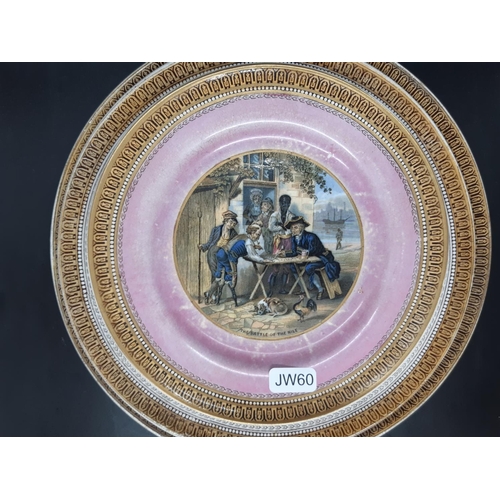 43A - Four pieces of 19th century Prattware to include three plates, one titled ‘The battle of the Nile’ a... 