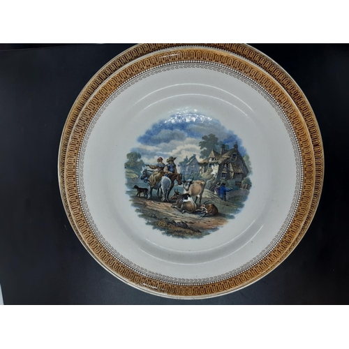 43A - Four pieces of 19th century Prattware to include three plates, one titled ‘The battle of the Nile’ a... 