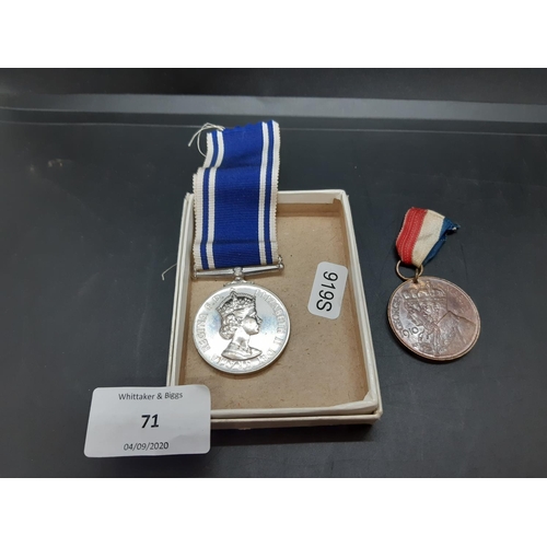 71 - Two medals to include an exemplary Police Service medal presented to a ‘SERGT Harry WYLD’ complete w... 