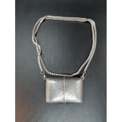 121 - A circa 1929 Movado Ermeto hallmarked 935 grade hammered silver concealed pocket purse watch with ha... 