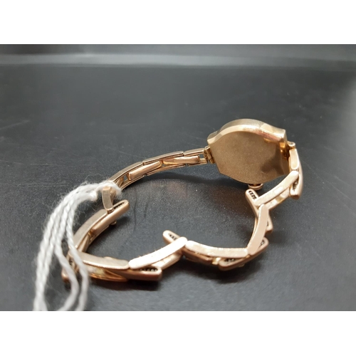 127 - A vintage ladies hallmarked 9ct gold manual wind Swiss, Cyma Cymaflex ladies wrist watch with white ... 