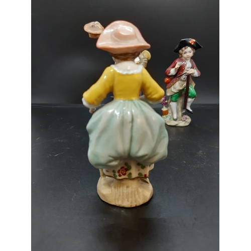 17 - A group of four continental porcelain figurines to include Sandizell Hoffner & Co 1950's Rococo styl... 