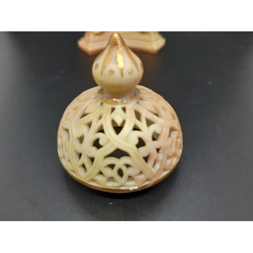 2 - A 19th century Royal China Works Grainger & Co. blush ivory pot pourri on tri footed base