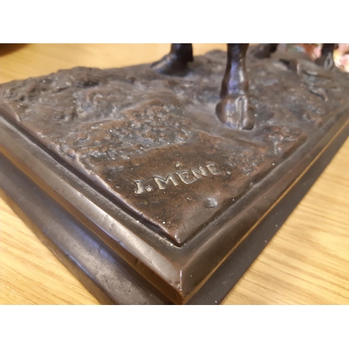 41 - A 19th century bronze sculpture of a standing bull in field by Pierre Jules Mene (1810-1879) signed ... 