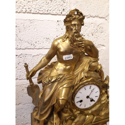 53 - An impressive 19th century gilt metal chiming French mantel clock featuring Roman iconography to inc... 