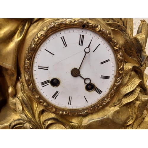 53 - An impressive 19th century gilt metal chiming French mantel clock featuring Roman iconography to inc... 