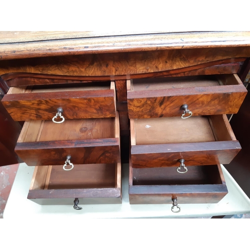 57 - A Victorian inlaid mahogany collectors cabinet with two doors and six drawers and one concealed draw... 