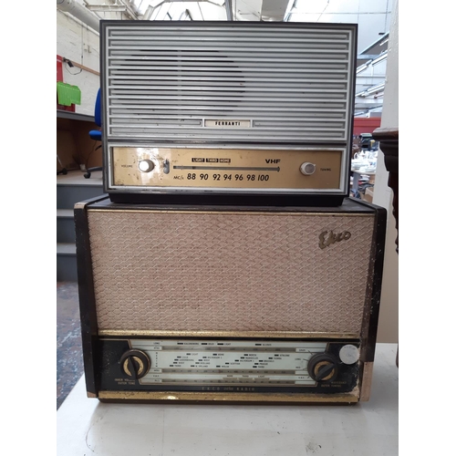 108 - Two vintage radios to include a Ferranti Type U1033 and an Ekco Model A320