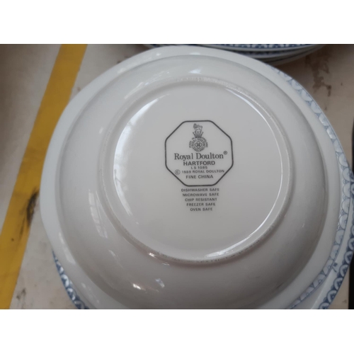 114 - An approx 36 piece Royal Doulton Hartford pattern part dinner service comprising tea cups, bowls, pl... 