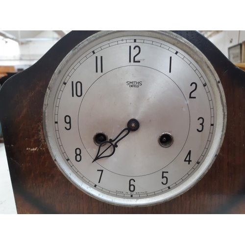 129 - Six various vintage mantel clocks to include an oak cased Smiths Enfield, Bakelite Smiths Enfield, m... 