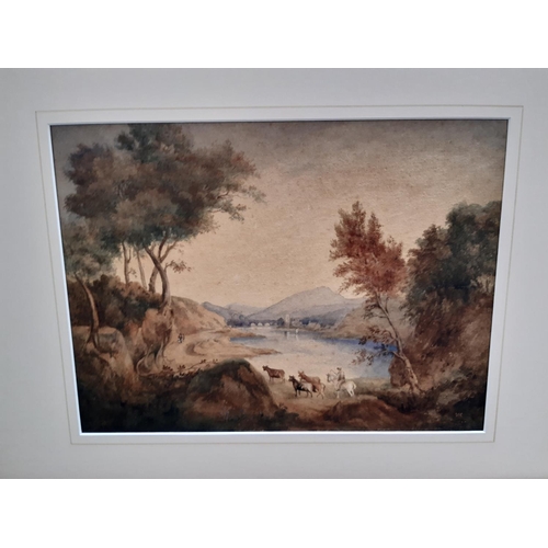 140 - A well detailed 19th century watercolour of a Scottish Highland farming scene with a mountain, lake,... 