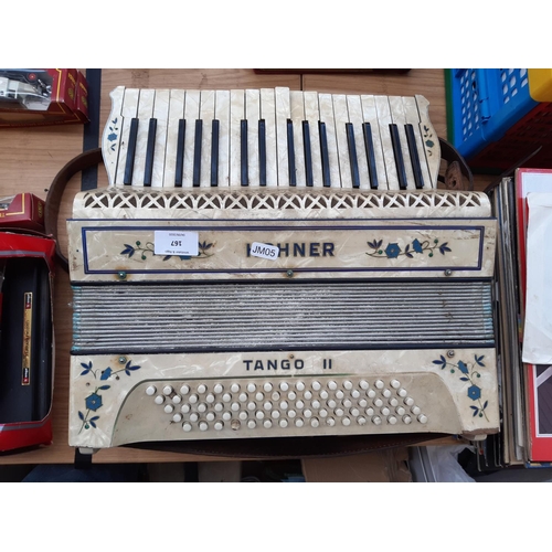 167 - A vintage Hohner Tango II mother of pearl effect 80 bass accordion